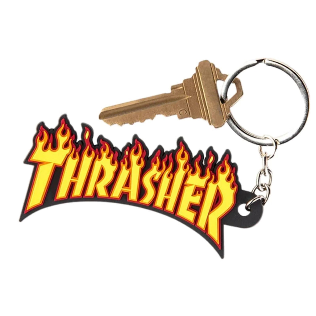 Thrasher - Flame Keychain - Black/Yellow - Decimal.
