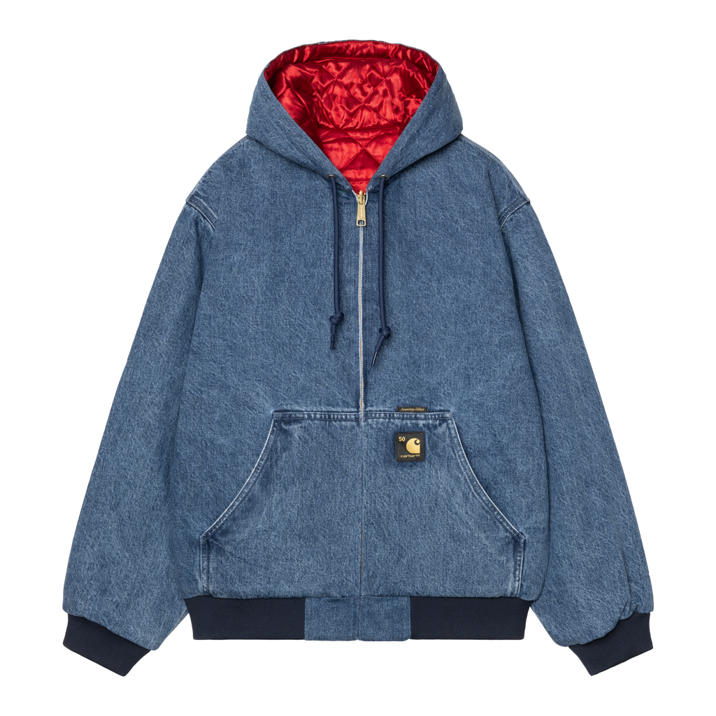 Carhartt WIP - 50 YEARS ANNIVERSARY OG ACTIVE JACKET CANVAS - BLUE / USA RED STONE BLEACHED - Decimal.