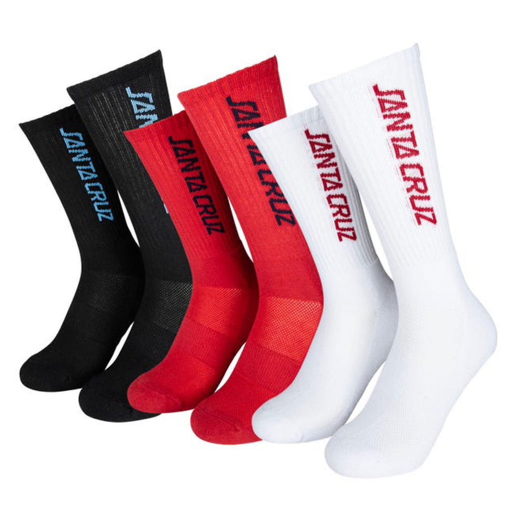 Santa Cruz - Strip Socks (3 Pack) - Red / White / Black - Decimal.