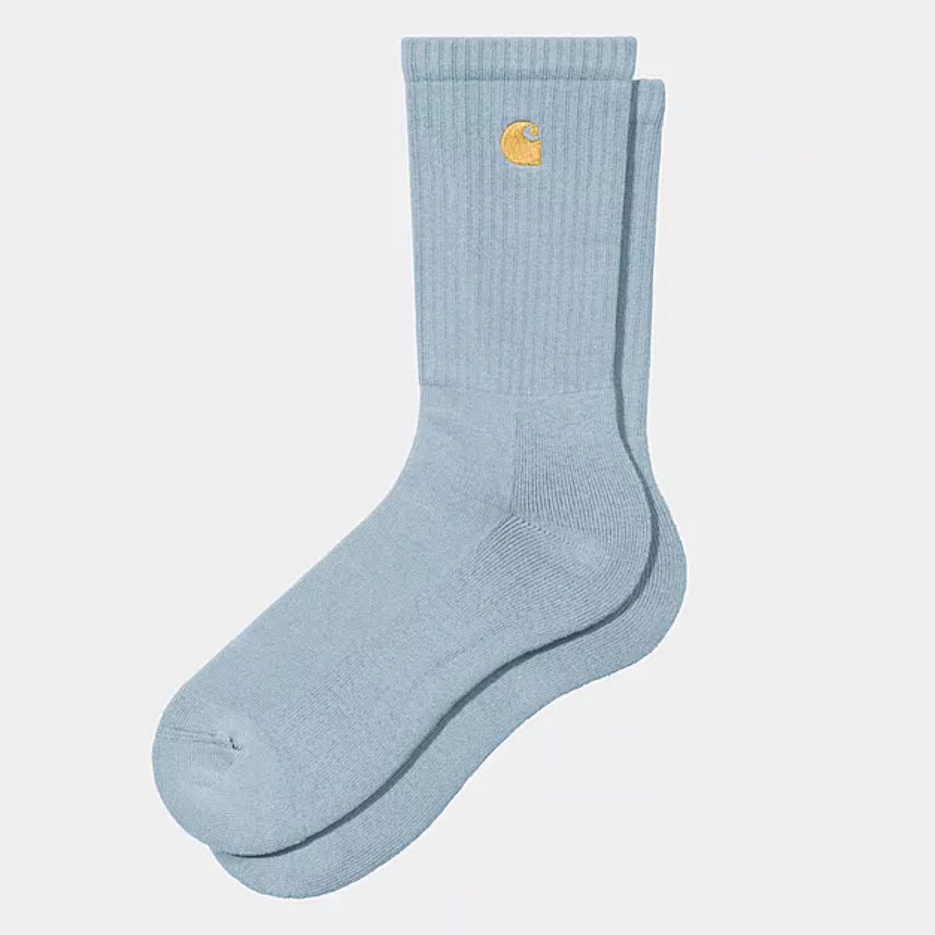 Carhartt WIP - Chase Socks - Frosted Blue / Gold - Decimal.