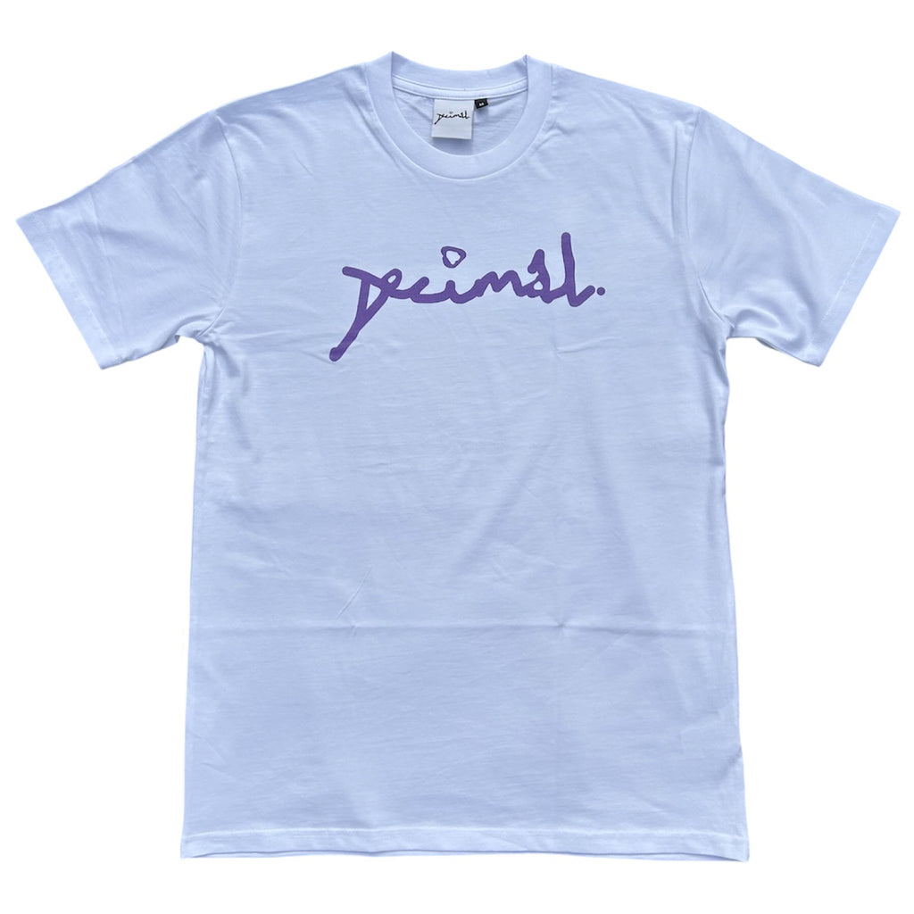 Decimal - 'Scrawl' T-shirt - White/Shop Purple - Decimal.