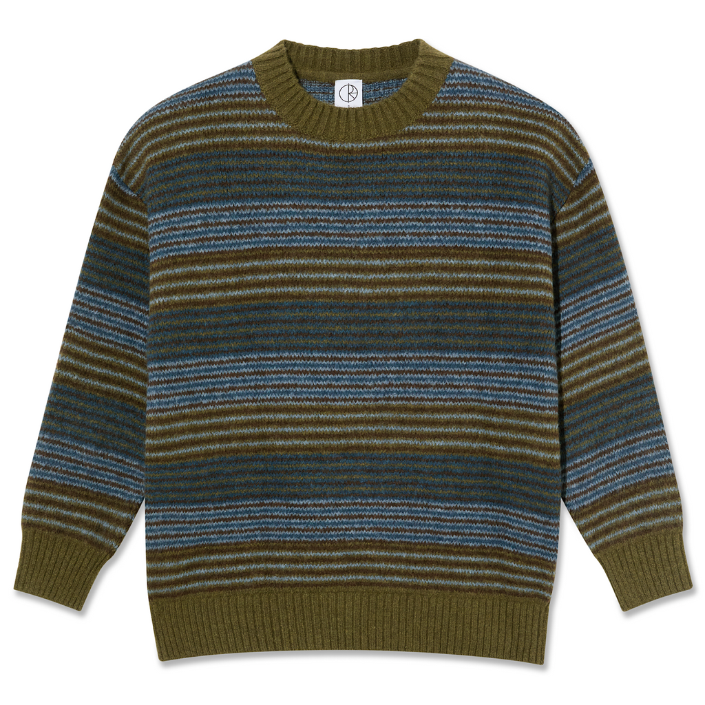 Polar Skate Co. - George Sweater - Blue / Green Stripe - Decimal.