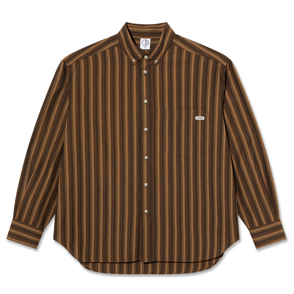 Polar Skate Co. - Ben L/S Shirt - Brown Stripes - Decimal.