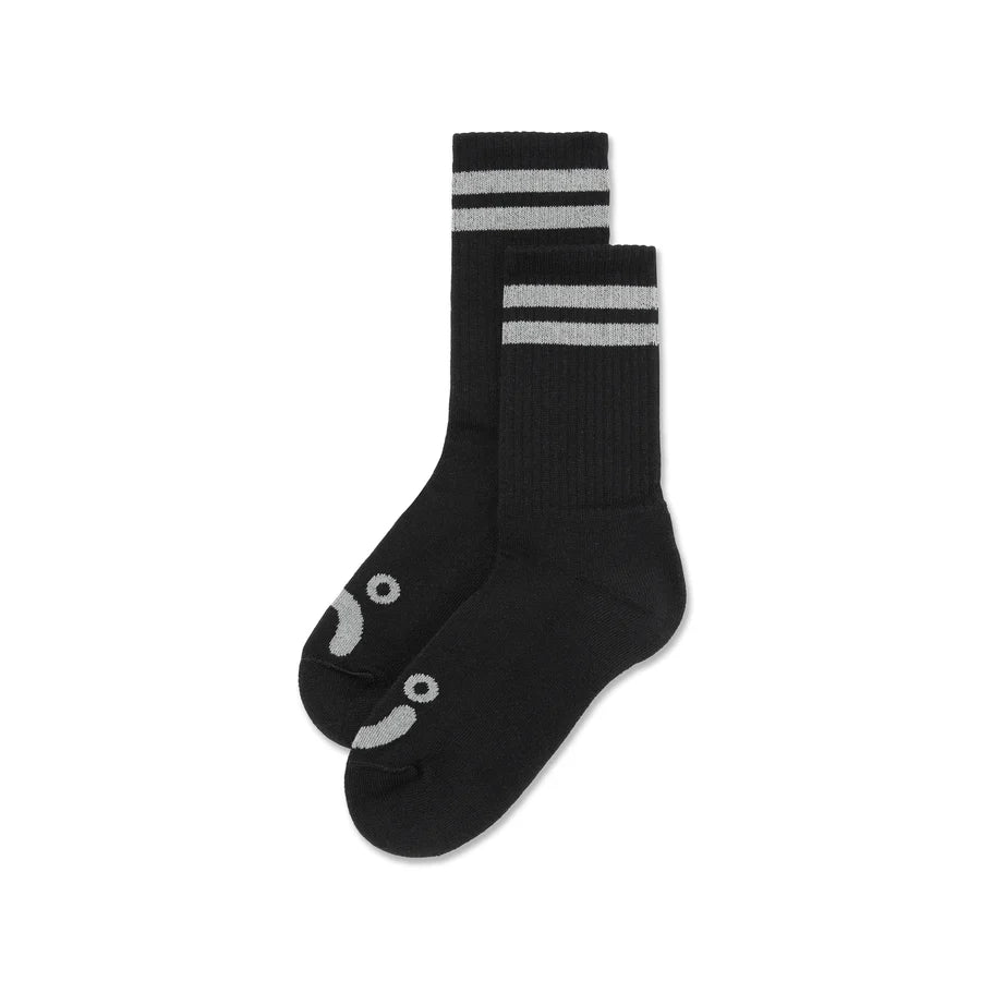 Polar Skate Co. - Rib Socks - Happy Sad - Black / Heather Grey - Decimal.