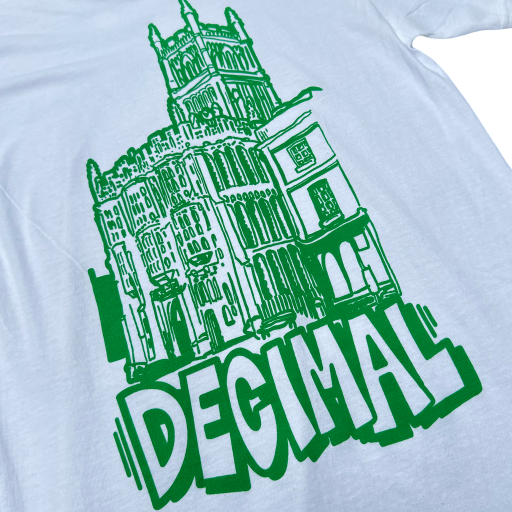 Decimal - 'Church' T-Shirt - White / Green - Decimal.