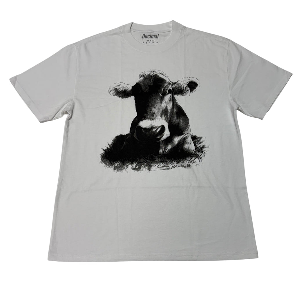 Decimal - 'Cow' T-Shirt - Faded White / Black