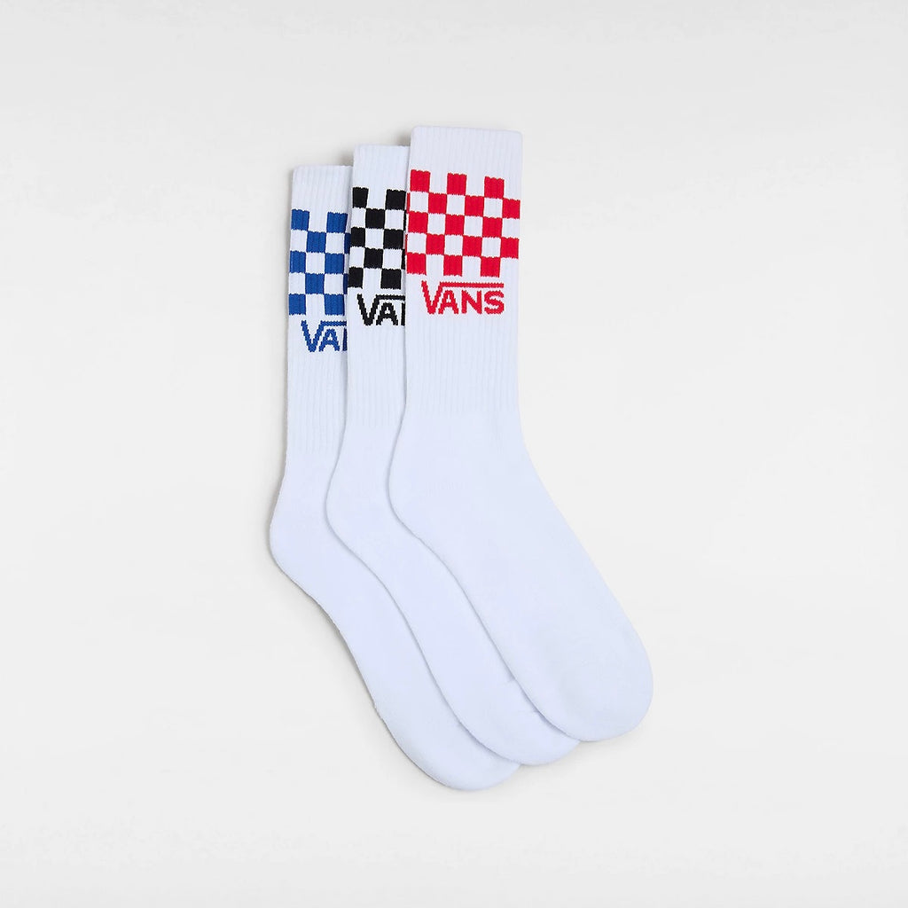 Vans - Classic Check Crew Socks (3 Pairs) - White - Decimal.