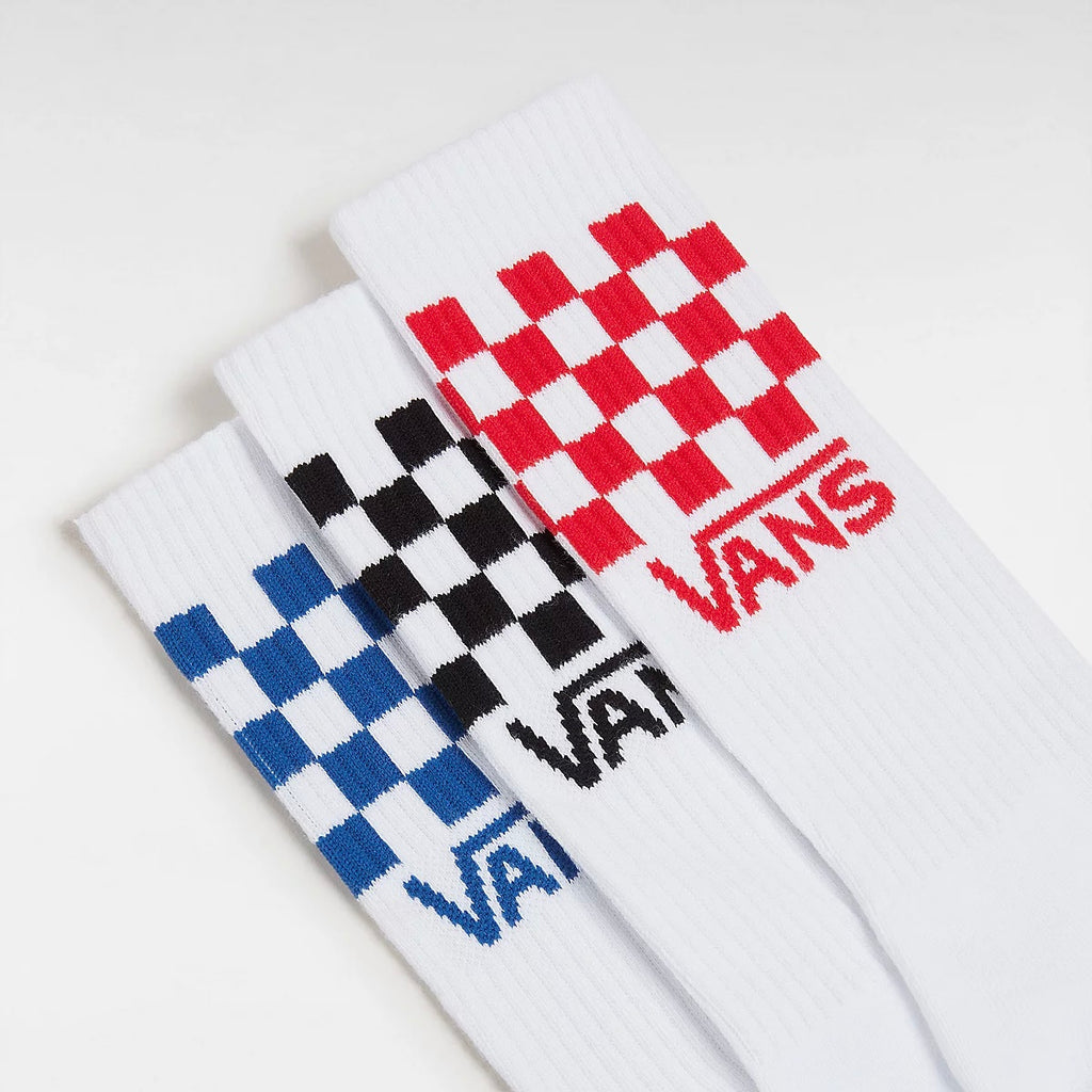 Vans - Classic Check Crew Socks (3 Pairs) - White - Decimal.