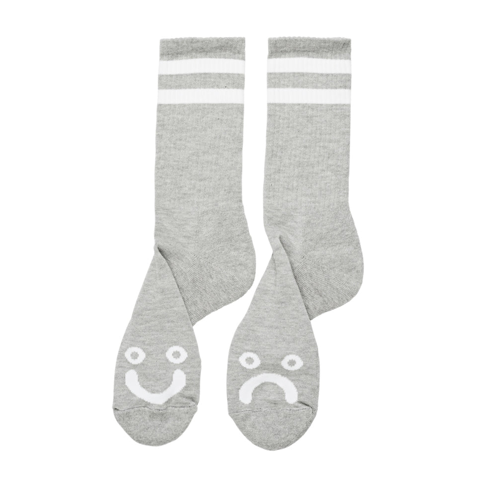 Polar Skate Co - Happy Sad Socks - Heather Grey - Decimal.