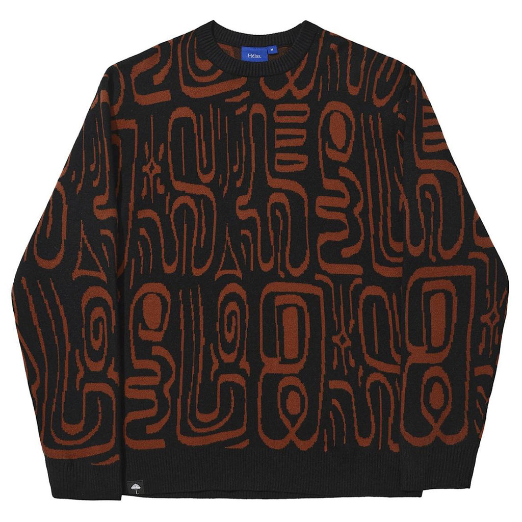 Hélas Caps - Abstract Crewneck Knit - Black / Brown - Decimal.