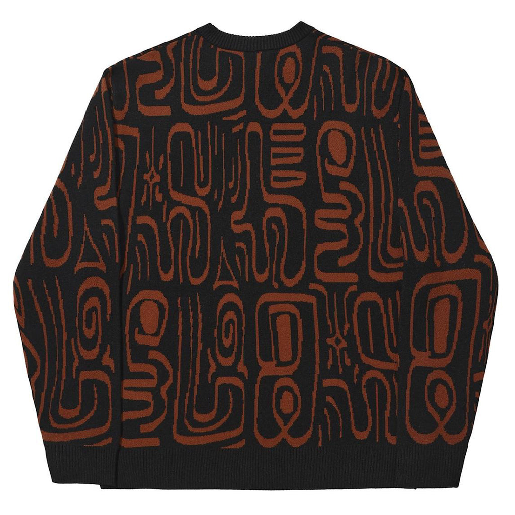 Hélas Caps - Abstract Crewneck Knit - Black / Brown - Decimal.