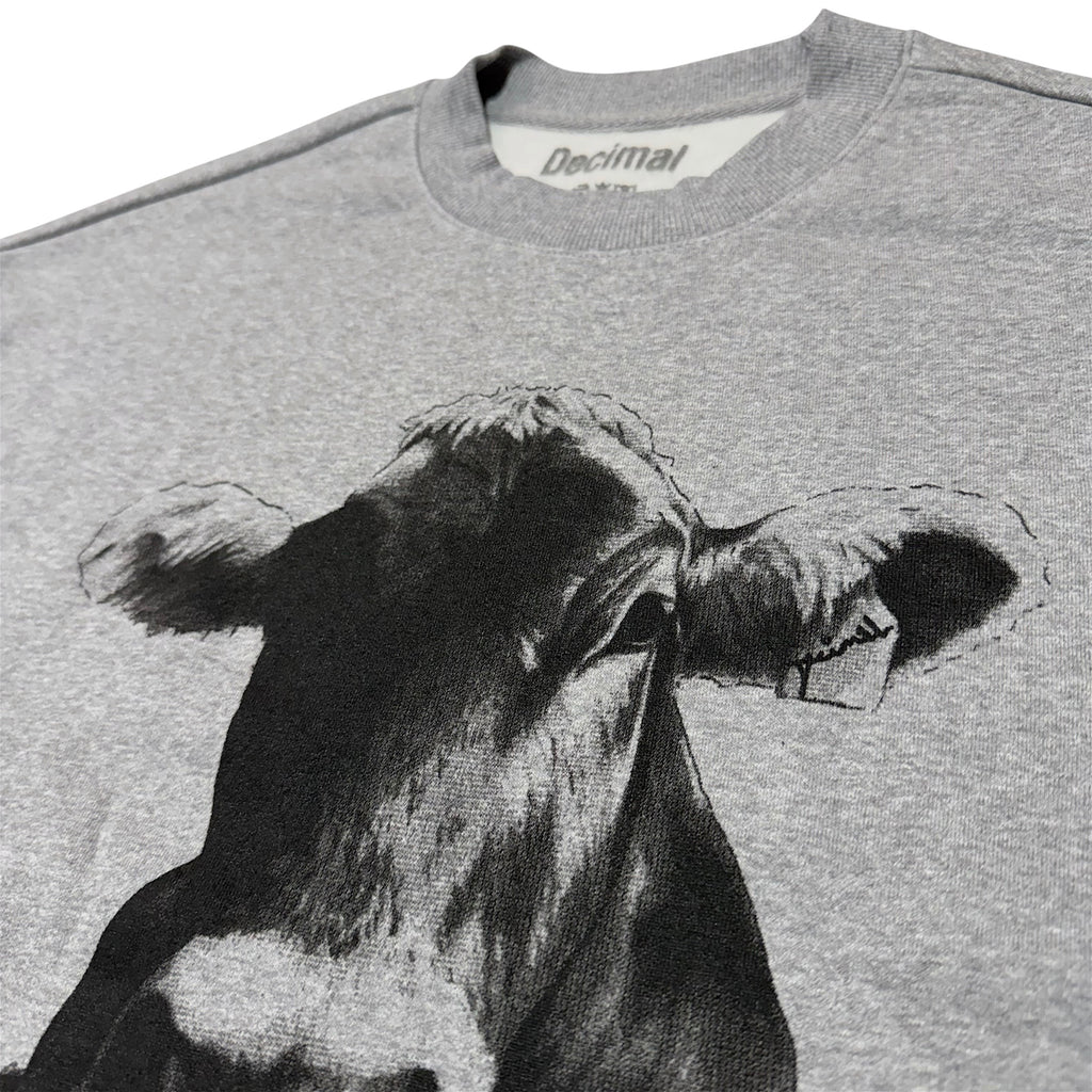 Decimal - 'Cow' Crewneck - Athletic Heather / Black