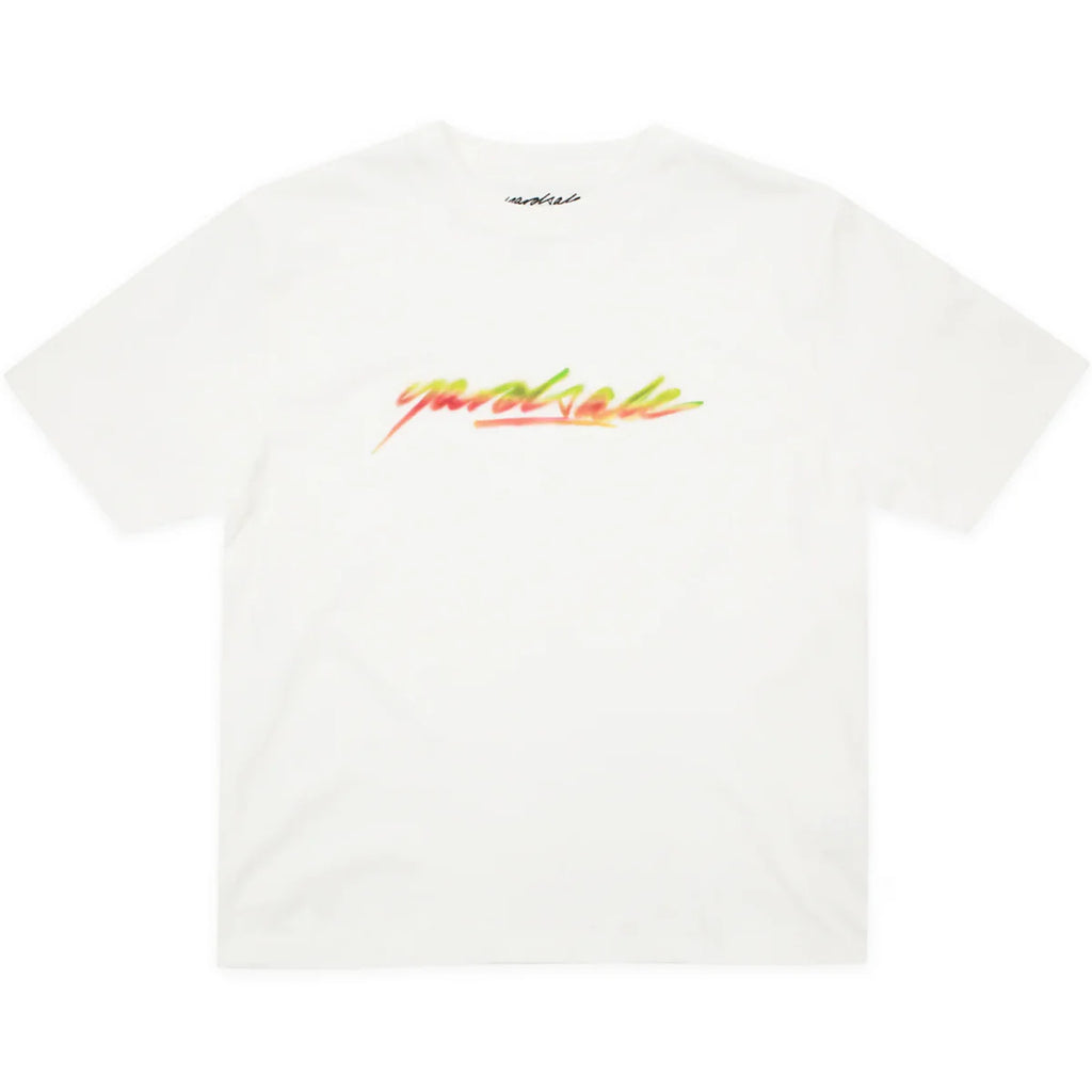 Yardsale - Script Spray T-shirt - White - Decimal.