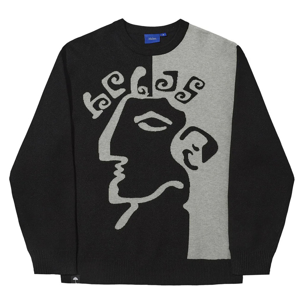 Hélas - Dieu Grec Crewneck Knit - Black/Grey