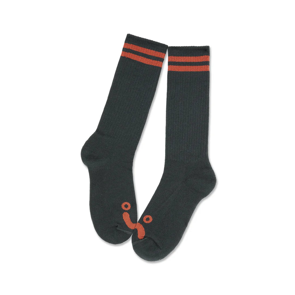 Polar Skate Co. - Long Rib Socks - Happy Sad - Graphite / Orange - Decimal.