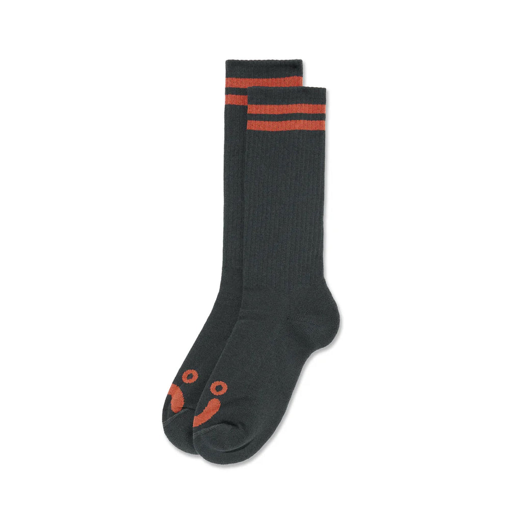 Polar Skate Co. - Long Rib Socks - Happy Sad - Graphite / Orange - Decimal.
