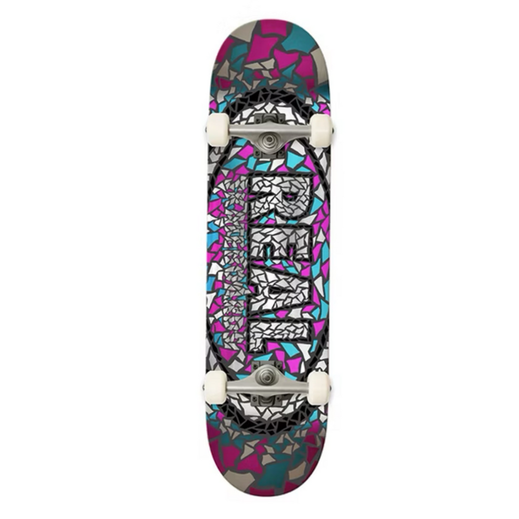 Real Skateboards - Foil Mosaic Complete - Pink - 7.3” (Mini) - Decimal.