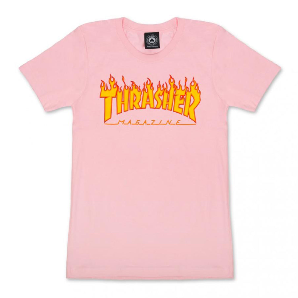 Thrasher - Flame Logo T-Shirt - Pink - Decimal.