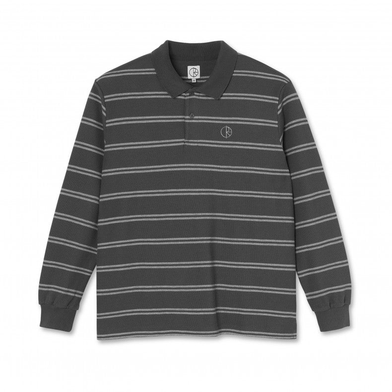Polar Skate Co - Striped Polo Longsleeve Shirt - Graphite - Decimal.